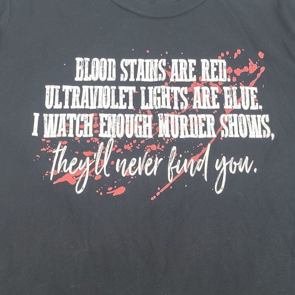 Womens Black Size Medium Murder Show Lover T Shirt